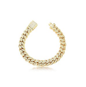 PULSEIRA ELOS GROUMET CRAVEJADOS BANHADA A OURO