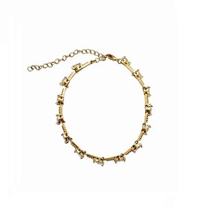 PULSEIRA COM ZIRCÔNIAS NAVETE BANHADA A OURO