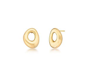 BRINCO OVAL VAZADO BANHADA A OURO ACETINADO