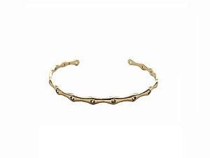 BRACELETE ABERTO COM PONTOS DE ZIRCÔNIA BANHADO A OURO