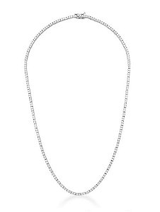 COLAR RIVIERA COM ZIRCÔNIAS CRISTAIS REDONDAS BANHADA A RÓDIO BRANCO