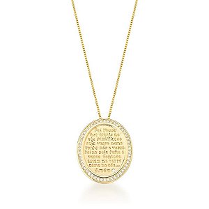COLAR MEDALHA PAI NOSSO BANHADO A OURO