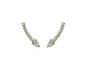 BRINCO EAR CUFF GOTA CRISTAL BANHADO A OURO
