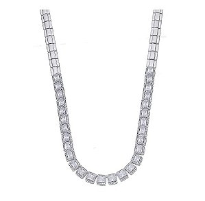 COLAR LUXO ZIRCÔNIAS CRISTAIS BANHADO A RÓDIO BRANCO