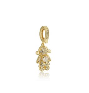 PINGENTE AVULSO MENINA CRISTAL CRAVEJADA BANHADO A OURO