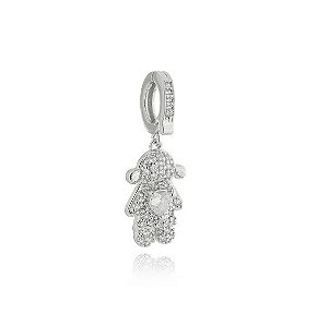 PINGENTE AVULSO MENINA CRISTAL CRAVEJADA BANHADO A RÓDIO BRANCO
