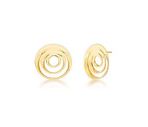 BRINCO REDONDO LISO COM CAMADAS BANHADO A OURO