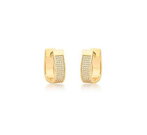 ARGOLA QUATRO FILEIRAS CRAVEJADAS M BANHADA A OURO