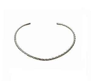 CHOKER ARO TRABALHADO BANHADO A RÓDIO BRANCO