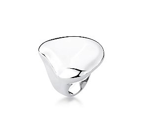 ANEL MAXI GEOMÉTRICO LISO BANHADO A RÓDIO BRANCO