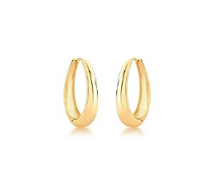 ARGOLA OVAL LISA BANHADO A OURO