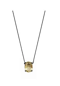 COLAR PEDRA OVAL AMARELO BANHADO A RÓDIO NEGRO
