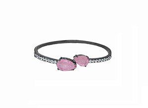BRACELETE LUXO COM ZIRCONIAS LIGHT PINK BANHADO A RÓDIO NEGRO