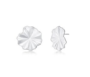 BRINCO FLOR ORGÂNICA LISA BANHADO A RÓDIO BRANCO