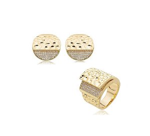 CONJUNTO TRÊS CAMADAS BANHADO A OURO