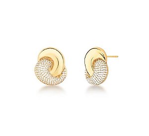 BRINCO DE NÓ LISO E CRAVEJADO BANHADO A OURO