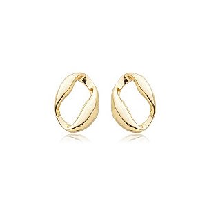BRINCO OVAL VAZADO ORGÂNICO BANHADO A OURO