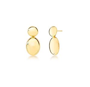 BRINCO COM PÊNDULO OVAL LISO BANHADO A OURO