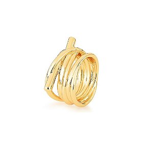 ANEL NÓ TRANÇADO VAZADO LISO BANHADO A OURO