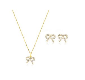 CONJUNTO LACINHO CRAVEJADO BANHADO A OURO