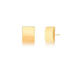 BRINCO RETANGULAR BANHADO A OURO ACETINADO