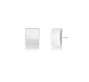 BRINCO RETANGULAR BANHADO A RÓDIO BRANCO ACETINADO