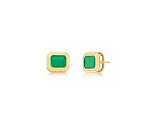 BRINCO RETANGULAR ESMERALDA FUSION P BANHADO A OURO