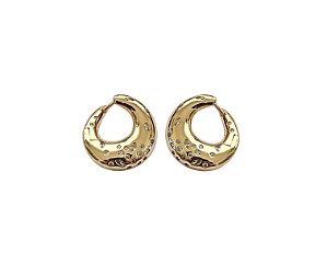 ARGOLA REDONDA COM PONTOS DE ZIRCÔNIAS BANHADA A OURO
