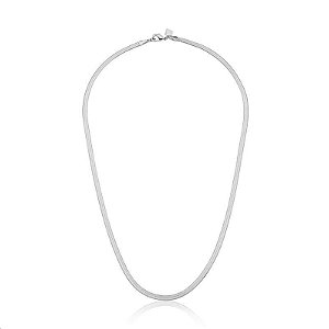 CHOKER MALHA LAMINADA 3 MM BANHADO A RÓDIO BRANCO