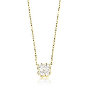 COLAR TREVO CRISTAL BANHADO A OURO