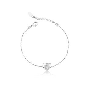 PULSEIRA CORAÇÃO CRAVEJADO BANHADA A RÓDIO BRANCO