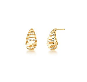 BRINCO GOTA COM FRISOS CRAVEJADOS BANHADO A OURO