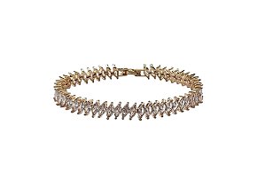 PULSEIRA RIVIERA ZIRCÔNIA NAVETE CRISTAL BANHADA A OURO