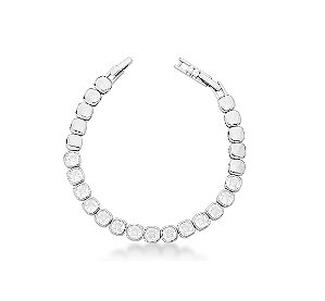 PULSEIRA RIVIERA COM CRAVAÇÃO INGLESA BANHADA A RÓDIO BRANCO
