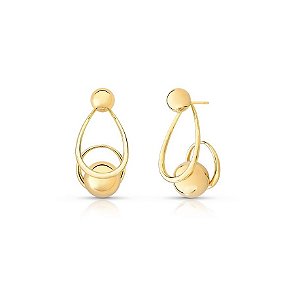 BRINCO DE GOTA VAZADO COM ESFERAS LISAS BANHADO A OURO