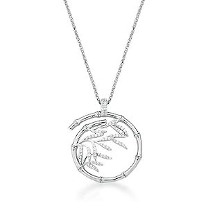 COLAR MANDALA BAMBU CRAVEJADO BANHADO A RÓDIO BRANCO