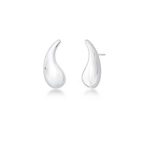 BRINCO VÍRGULA LISO BANHADO A RÓDIO BRANCO