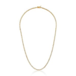 COLAR RIVIERA COM ZIRCÔNIAS CRISTAIS REDONDAS BANHADA A OURO