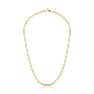 CHOKER EM MALHA LAMINADA 2MM BANHADA A OURO