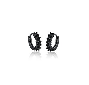 ARGOLA COM CRAVAÇÃO FRONTAL BANHADA A RÓDIO NEGRO