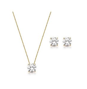 CONJUNTO PONTO DE LUZ G CRISTAL BANHADO A OURO