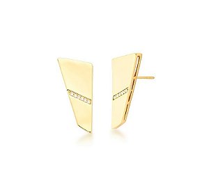 BRINCO RETANGULAR LISO UMA FILEIRA COM ZIRCÔNIAS BANHADO A OURO