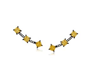 BRINCO EAR CUFF ZIRCÔNIAS AMARELAS BANHADO A RÓDIO NEGRO