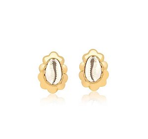 BRINCO BÚZIO COM LATERAL LISA BANHADA A OURO