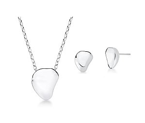 CONJUNTO ORGÂNICO LISO COM CORRENTE BANHADO A RÓDIO BRANCO