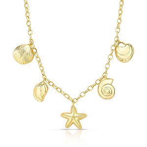 COLAR COM PINGENTES LISOS BANHADO A OURO