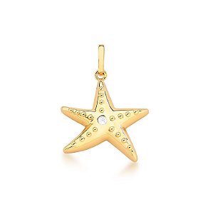 PINGENTE AVULSO ESTRELA COM PONTO DE LUZ BANHADO A OURO