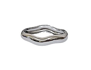 BRACELETE LISO ORGÂNICO ONDULADO BANHADO A RÓDIO BRANCO