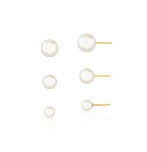 TRIO DE BRINCOS DE PÉROLAS BANHADO A OURO