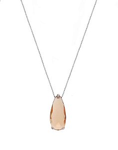 COLAR GOTA CRISTAL TOPÁZIO IMPERIAL BANHADO A RÓDIO BRANCO
